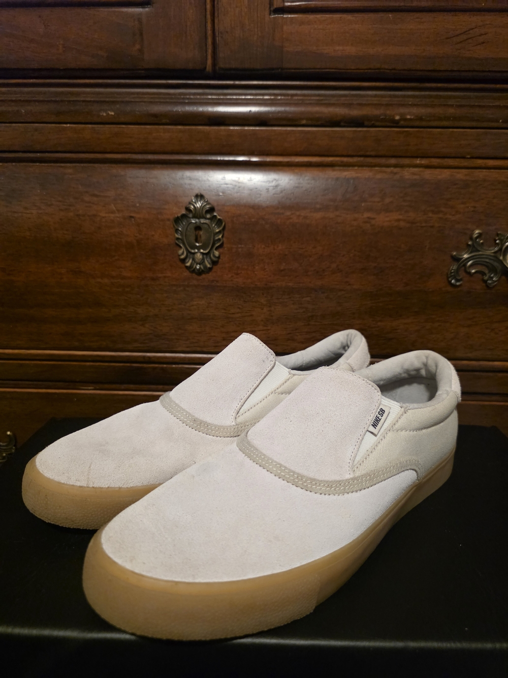 Nike Men's Slip-On Suede Loafers in Light Beige with Gum Sole